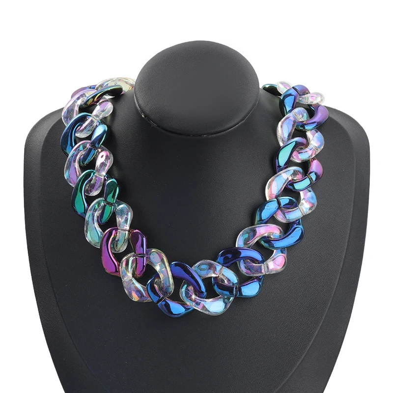 

Color Resin Big Necklace for Women Punk Necklace on the Neck Choker Massive Jewelry Female Party Gift to Girl Friend Hip Hop