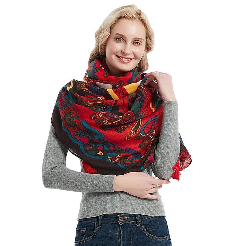 Double Side Tropical Soft Shawls Colorful Exotic Pashmina Wrap Shawl Scarf |