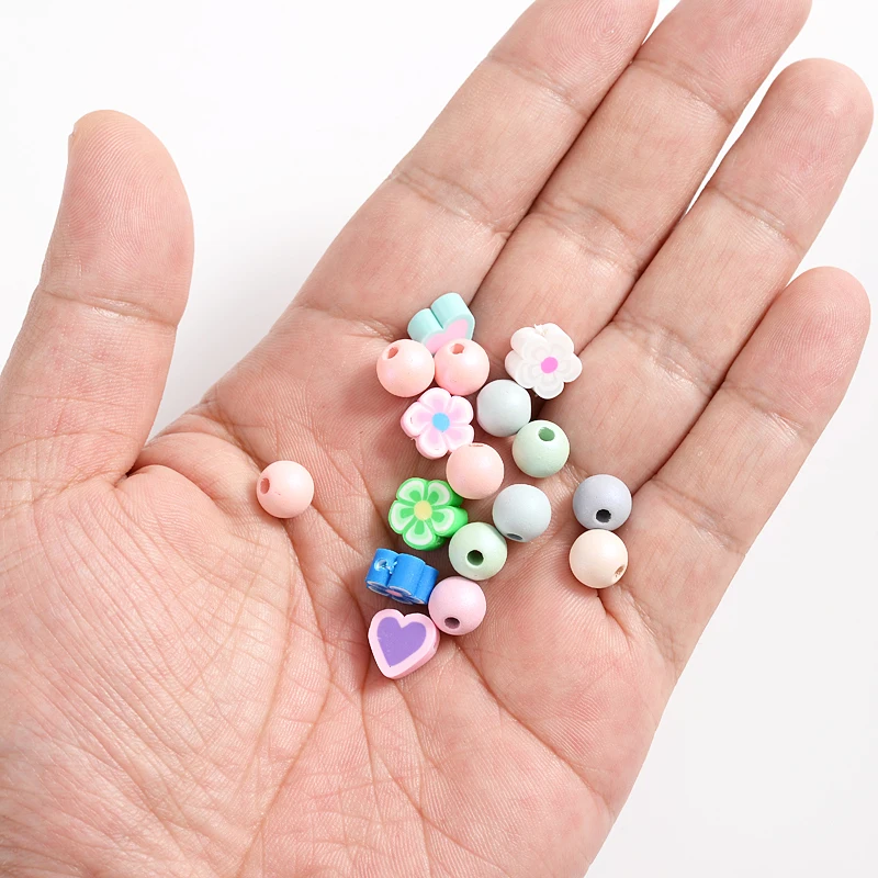 Смешанные бусины из полимерной глины в форме цветка/сердца бусины-разделители