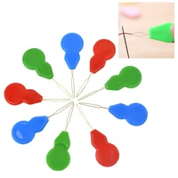 10pcsset 4 5x1 5cm random color slivery hand machine sewing stitch bow wire needle threader insertion tool hand sewing machines