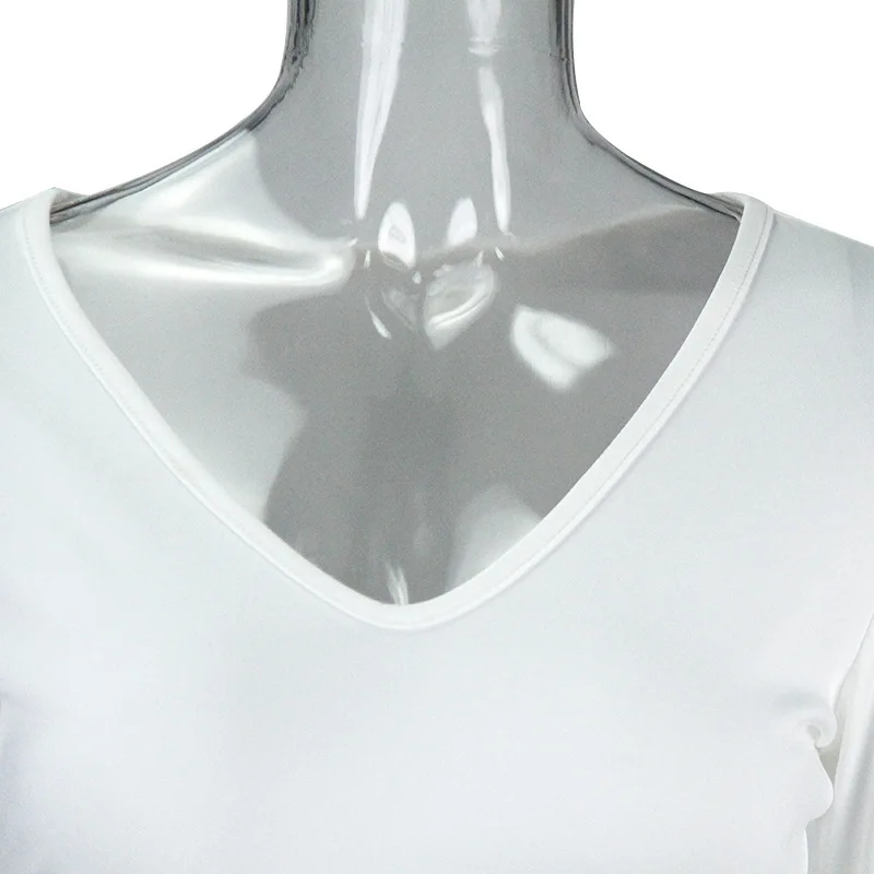 

2021 New Sexy Slim Women T-Shirt Fashion Long Sleeve V-Neck Open-Necked Lady Basis Backless Short Female Tee Crop Tops