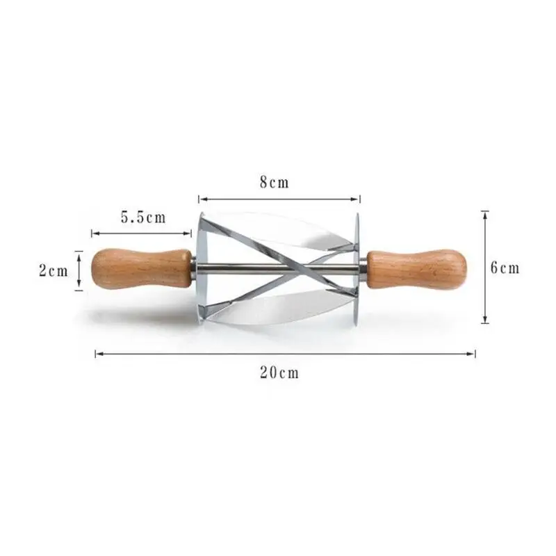 

Croissant Skin Cutter Wooden Handle Steel Pastry Kitchen Bread Knife Making Dough Baking Tool Wheel Rolling Crois L6R8
