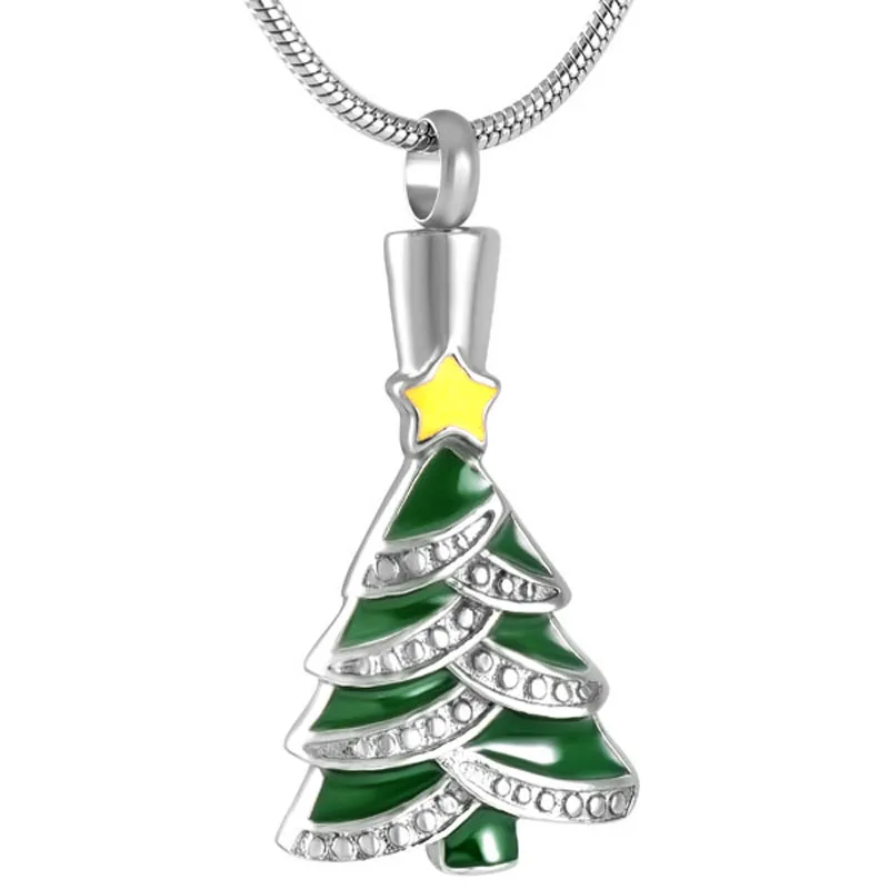 

Cremation Memorial Urn Pendant Stainless Steel Christmas Tree Keepsake Necklace Jewelry Ashes Holder