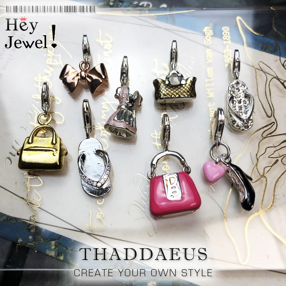 

European Style Fashion Jewelry 925 Sterling Silver Brown Shopping Bag Handbag Pendant Charm Trendy Gift Fit Bracelet For Women
