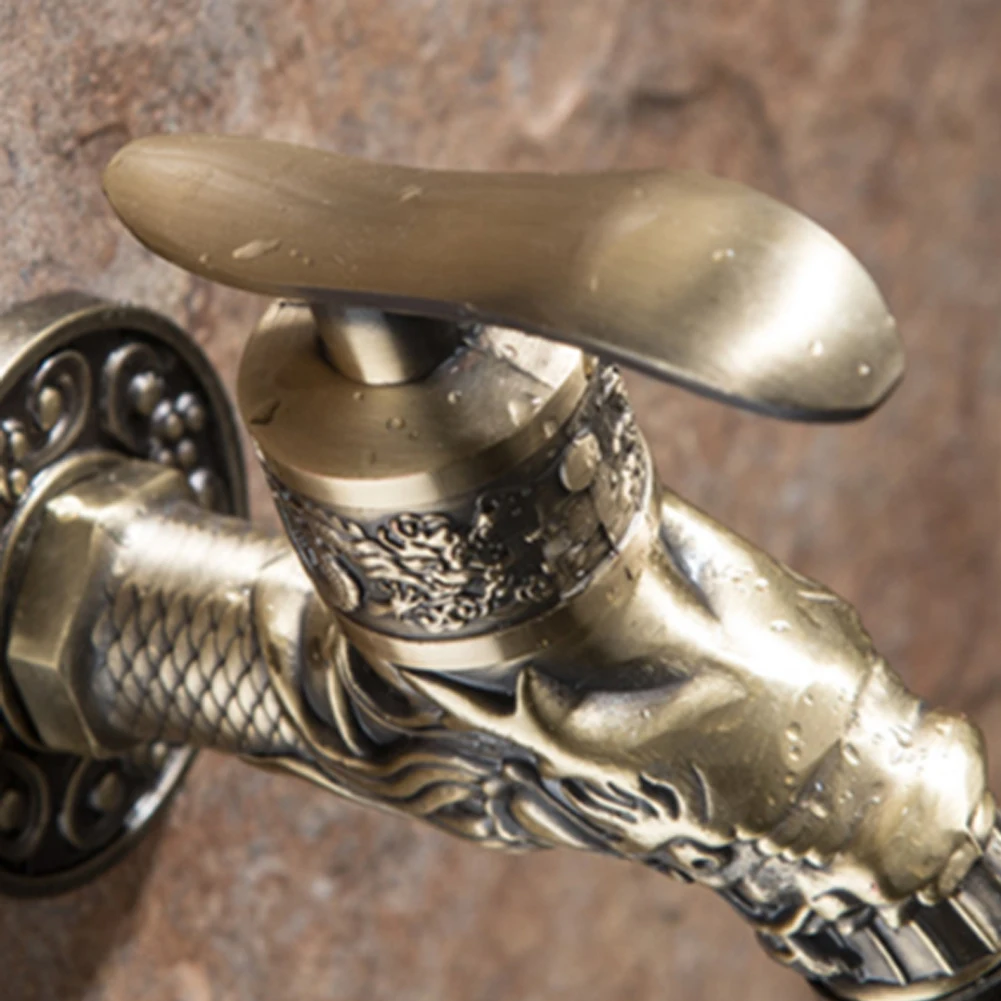 

Carved Wall Bottle Tap Bibcock Zinc Alloy Retro Tap Decorative Outdoor Garden Faucet Washing Machine Mop Tap