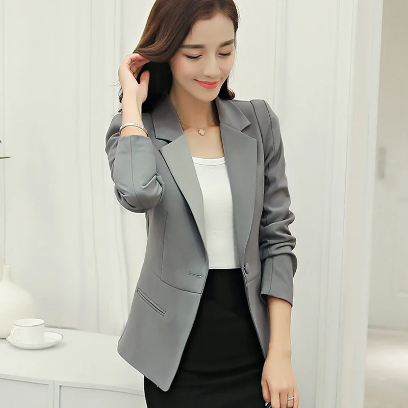 

New Fashion Women Solid Blazer Females Casual Suit Womens Single Button Slim Jacket Female Top Coat Cape Ladies Korean Style