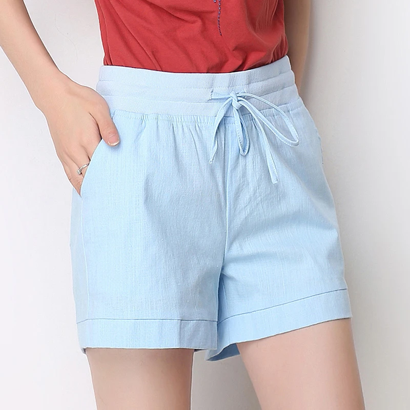 

Shorts 2021 summer new fashion 6-color cotton linen women shorts casual chic high waist shorts summer street shortss women