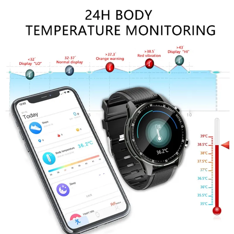 

Smart Watches MV68 Temperature Measurement Bluetooth Call Round Screen 1.28 Inch Multi-Function Smart Watch For Ios Android