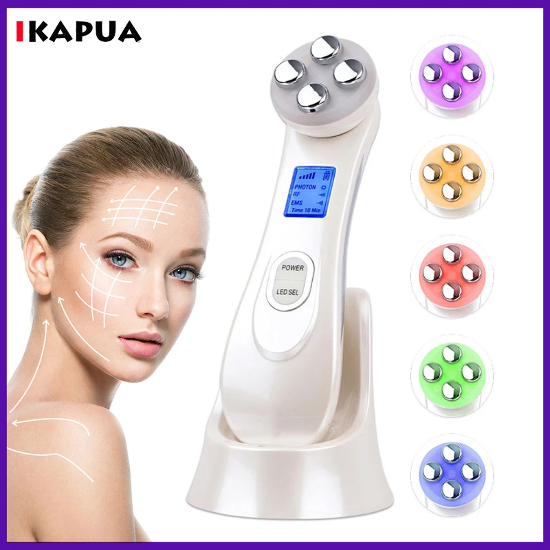 

5 IN 1 RF EMS Mesotherapy Electroporation Face Beauty Machine Radio Frequency LED Photon Skin Rejuvenation Tightening Brighten