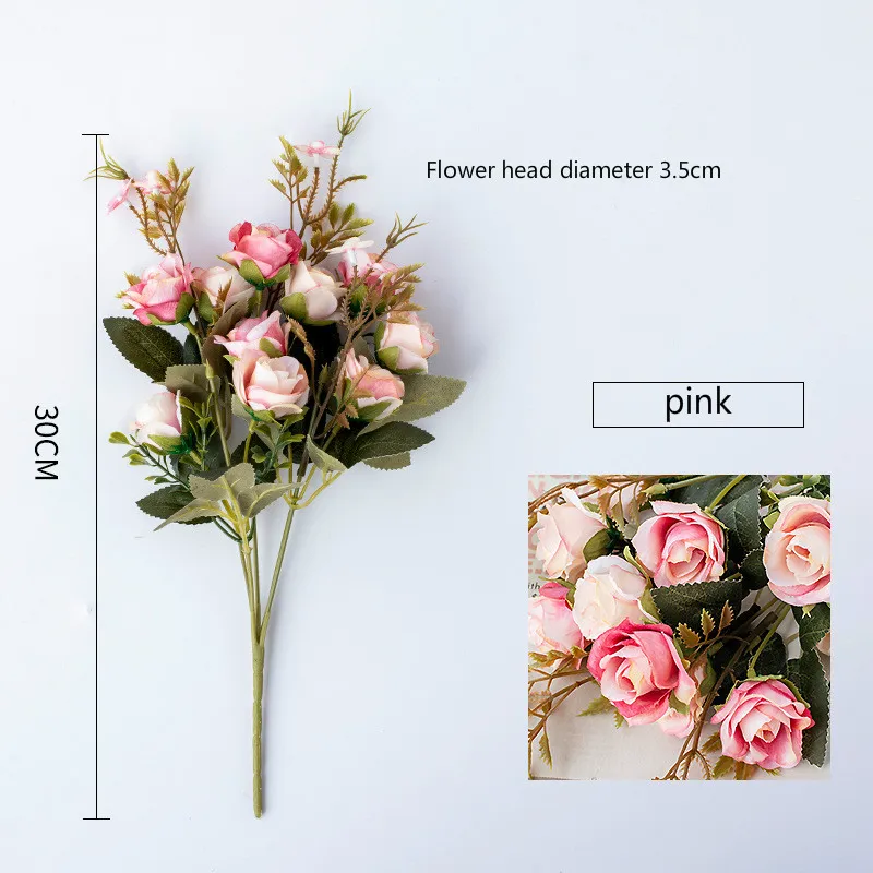 pink 10 головок/набор роз Искусственные цветы и шелковые цветы для свадебного украшения и украшения дома романтический подарок на день Святого Валентина - Цвет: pink