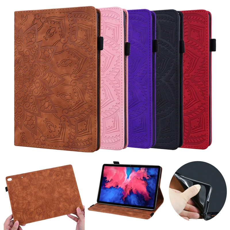 

Чехол Funda для Lenovo Tab K10 10,3 дюйма, чехол для планшета 2021 дюйма, кошелек, чехол-подставка, 3D тиснение, бабочка, цветок, деловой чехол для планшета