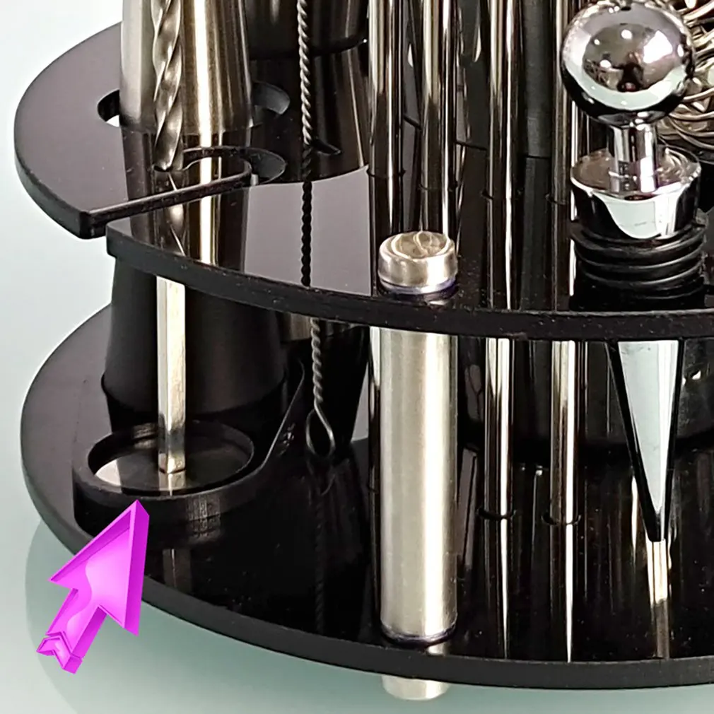 

20pcs/set Stainless Steel Cocktail Shaker Mixer Bars Set Tools With Round Rotation Stand Drink Bartender Browser Kit