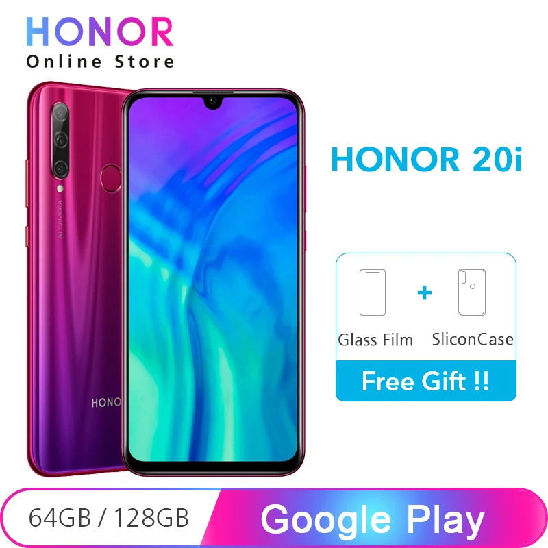 Google Play Honor 20 i 20i 4 Гб ОЗУ 128 ПЗУ Kirin 710 смартфон фронтальная 32MP задняя 24MP Тройная