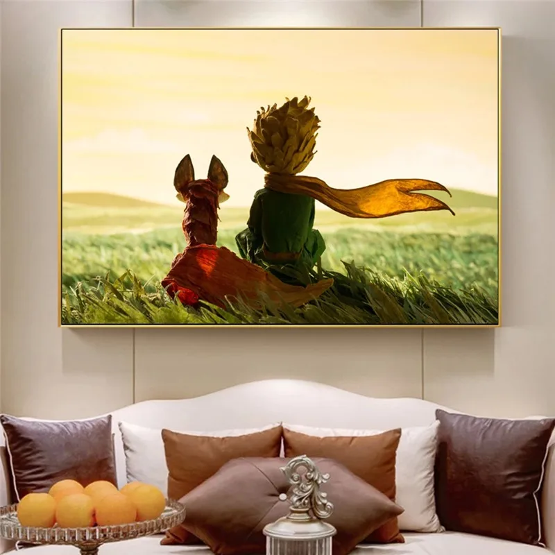 

The Little Prince And Fox Fairy Tale Poster And Prints Kids Room Wall Art Canvas Painting Cartoon Picture For Child Room Decor