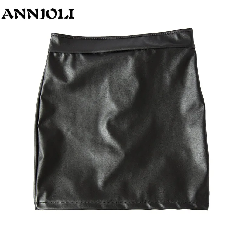 ANNJOLI что Сжигание Любовь секси из искусственной кожи Бандажное платье Mooning юбка