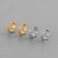 new fashion simple leaf shape hoop earrings crystal zirconia stud small huggies shiny lovely piercing earring jewelry for women