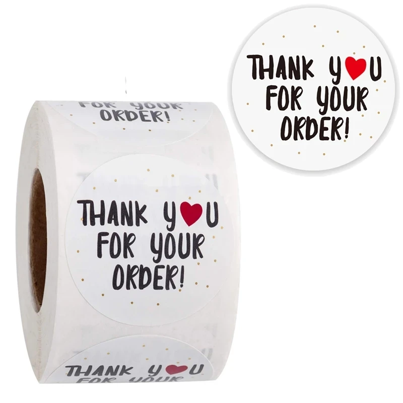 500 шт. стикеров в виде сердца спасибо за ваш заказ для покупок маленьком магазине