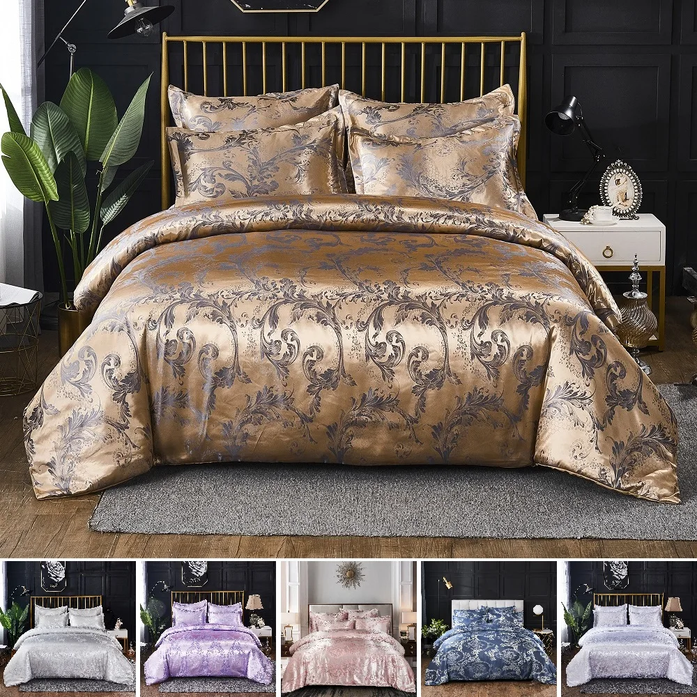 

Nordic Jacquard satin Bed set Luxuxy Bedding Sets Duvet Cover Pillowcase 2/3pcs Single/ King/ Queen US/EU/AU Size