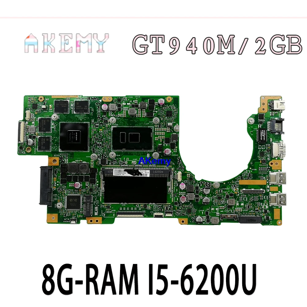 

New! Akemy Laptop motherboard W/ GT940M/2GB 8G-RAM I5-6200U/I5-6198U For Asus K501UW K501UWK K501UQ K501UXM mainboard