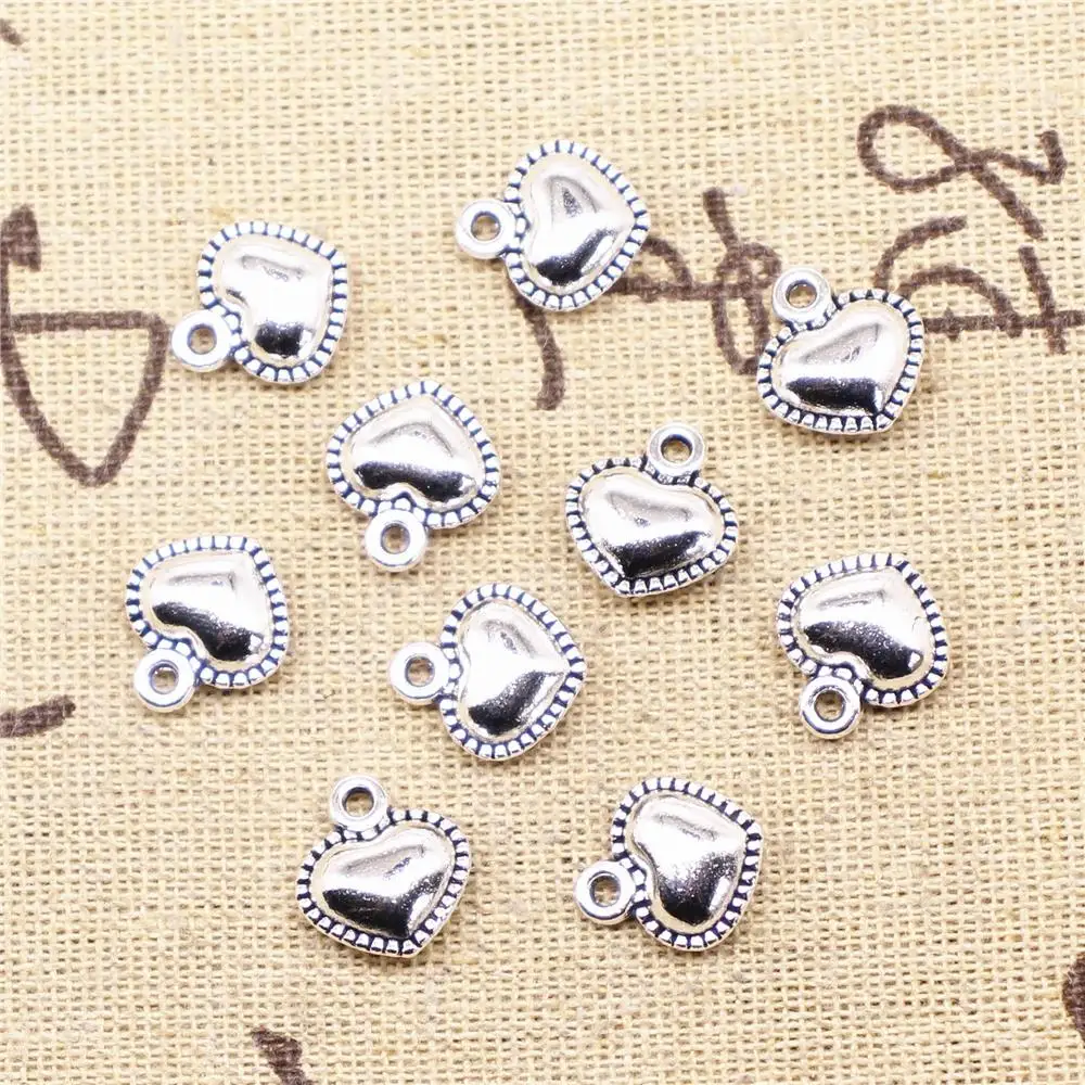 

Diy Jewelry Accessories Parts 10pcs 12x13mm Antique Silver Color Heart Charms