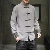 2021 spring new mens chinese style cotton linen coat loose kimono cardigan men solid color linen outerwear jacket coats v2279