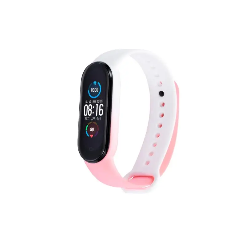 

New Colors Strap For Mi band 6 4 3 5 Bracelet Two Color Silicone Replacement Sports Wristband For XiaoMi Mi band 3 5 6 4 Strap