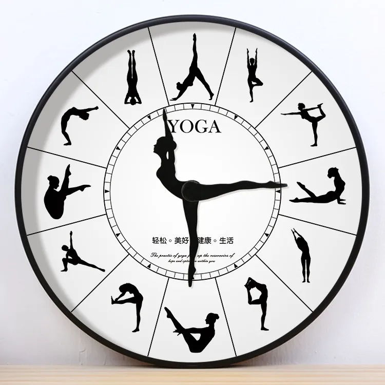 White Wall Clock Wood Metal Silent Yoga Classroom Dance Gym Living Room Promotion | Дом и сад