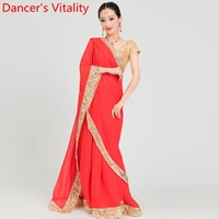 adult fashion indian dance sari customized color skirt performance competition women handmade sequin clothes stage wear garments