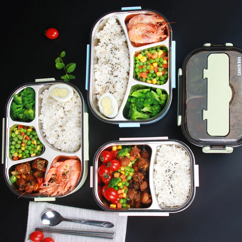 

Kids Lunch Box 304 stainless steel Bento Lunch Box With Compartment Tableware Microwave Food Container Box Japanese