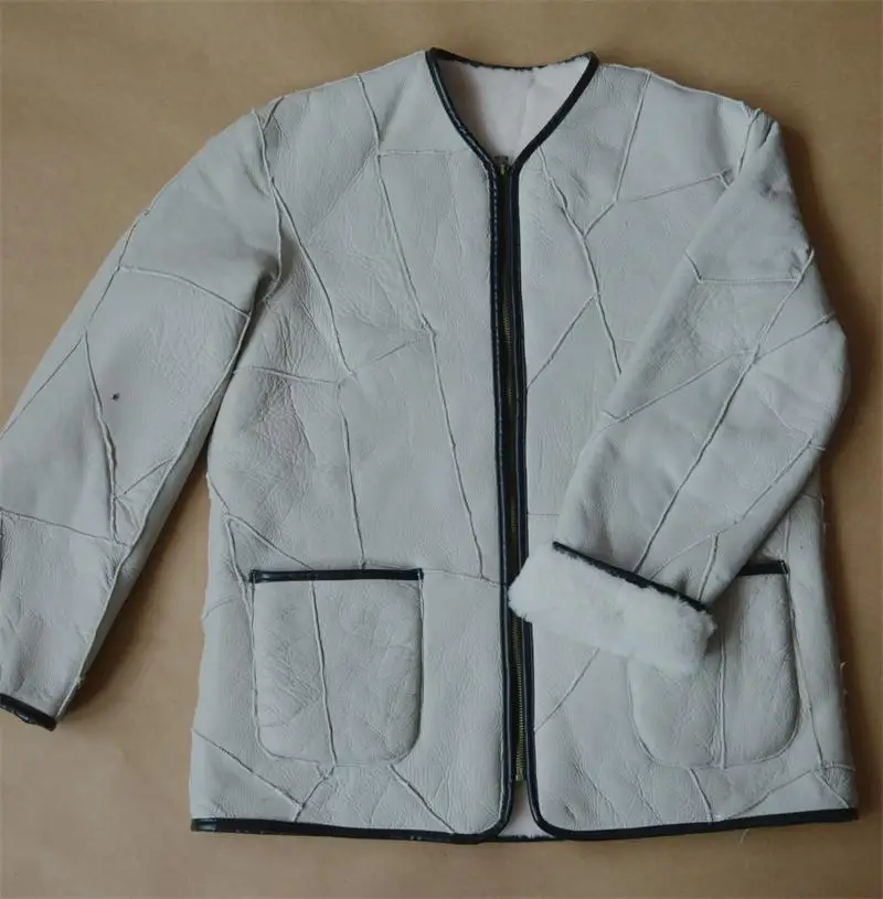 

2022 Men's Sheepskin Thermal Leather Jacket Sheepskin Stitching Fur Integrated Wool Liner