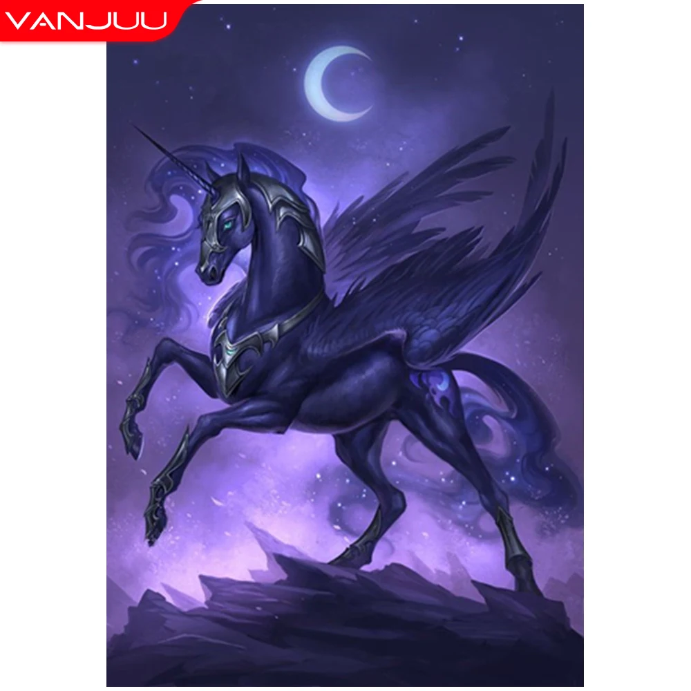 

Diamond painting 5D Full Drill Dark Horse Diamond Mosaic Animal Full Diamond Embroidery DIY Home Decor Rhinestones Painting