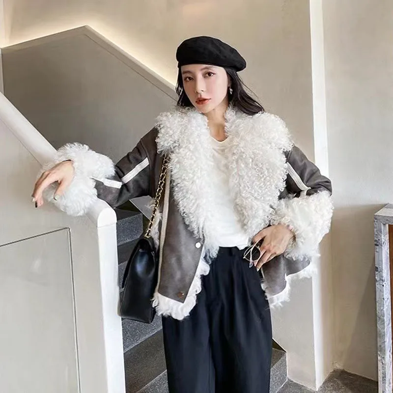 

Women Coat Winter Short Length New Fashion Luxury Natural Real Sheep Fur Jacket Thick Warm Tigrado Wool Female Clothes