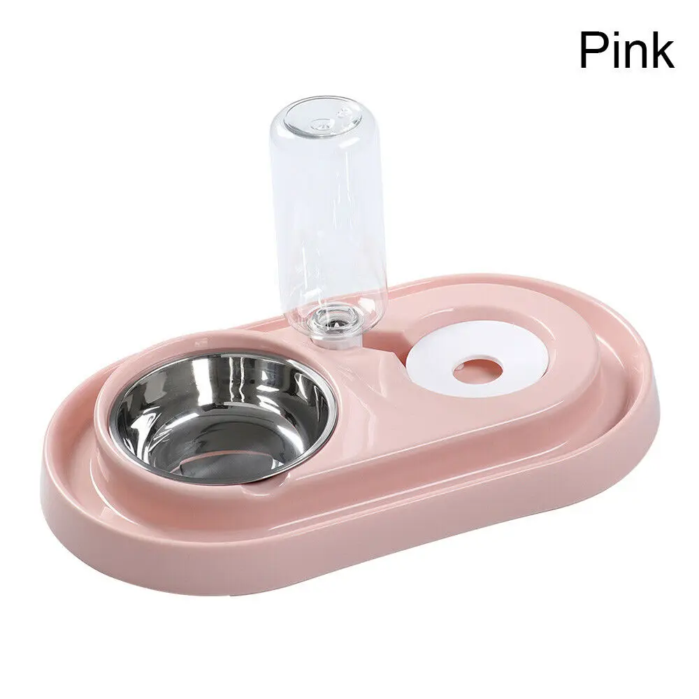pink Кошачья миска для собак подачи воды 2 в 1 для домашних животных кошки питьевой воды фонтан собаки Еда диспенсер для подачи воды станция Чаша Блюдо - Цвет: pink