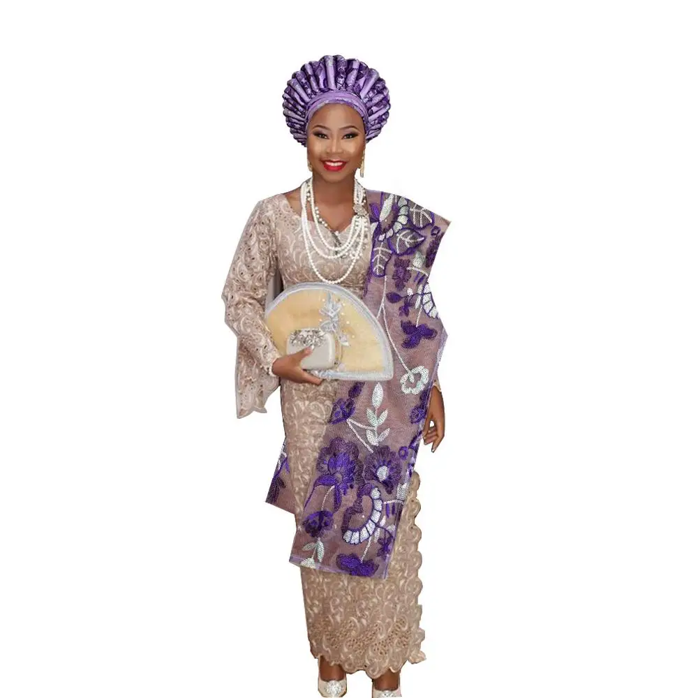 Нигерийский геле головной убор aso oke с плеча геле тюрбан для женщин - Цвет: as pic