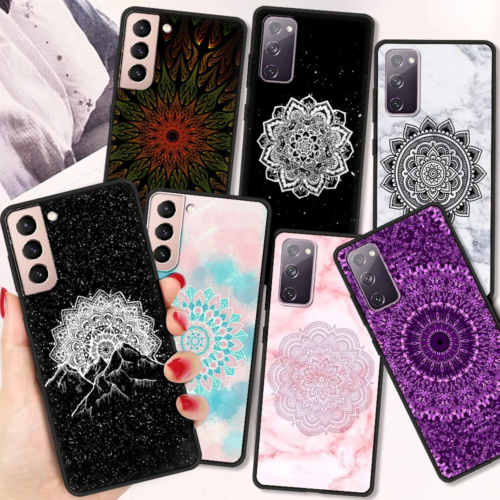 

Mandala Flower Totem Art Fundas Case For Samsung S20 FE S21 Note 20 10 Ulrta Cover Soft For Samusng S10 S10E S10 S9 Plus Shell