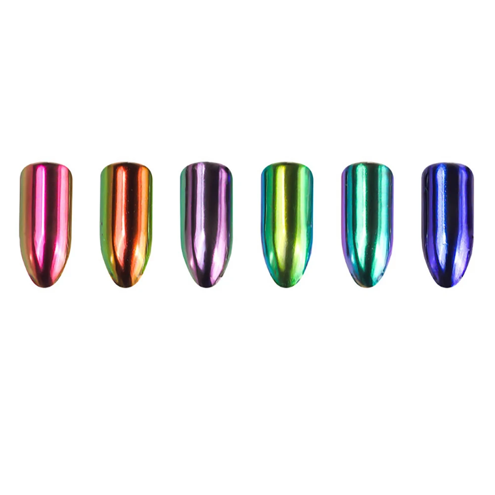 

6PCS Ultra Smooth Nail Art Powder Holographic Nail Powder Rainbow Effect Laser Manicure Glitter Nail polish(0.1g ,CH01-06)