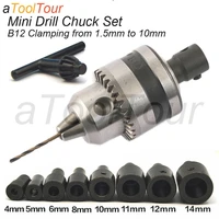 mini electric drill chuck 1 5 10mm mount b12 taper connector rod motor shaft chuck for drill with adapter key wrench power tool