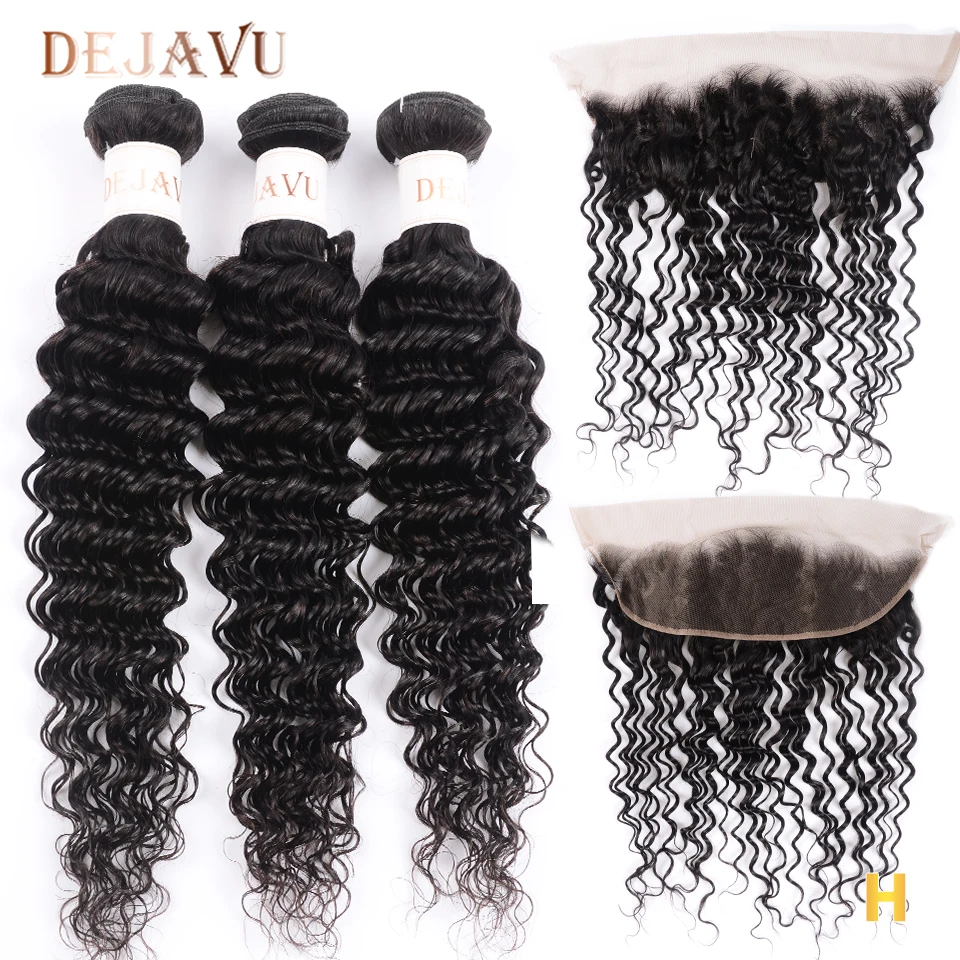 DEJAVU глубокая волна 3 пряди с фронтальной не-Реми уха до Кружева Фронтальная
