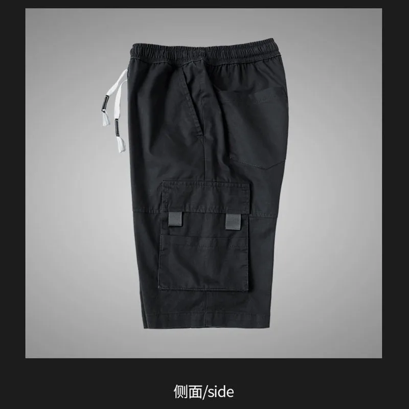 

2021 New European And American Cotton Fashion Trend Multi-Pocket Overalls Men's Hip-Hop Pants Loose Plus Size Five-Point Shorts