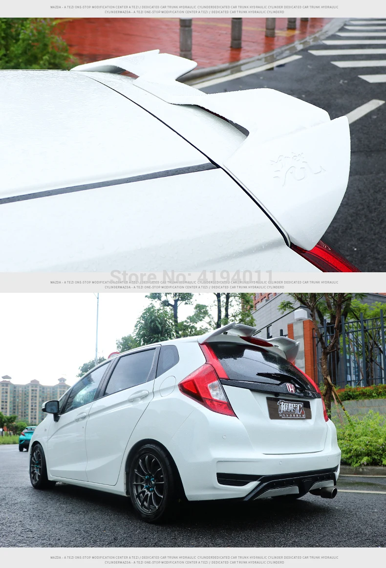 Для Honda Fit Jazz ABS пластиковый Неокрашенный Грунтовка Цвет сзади крыша багажника крыло для губ спойлер для автомобиля