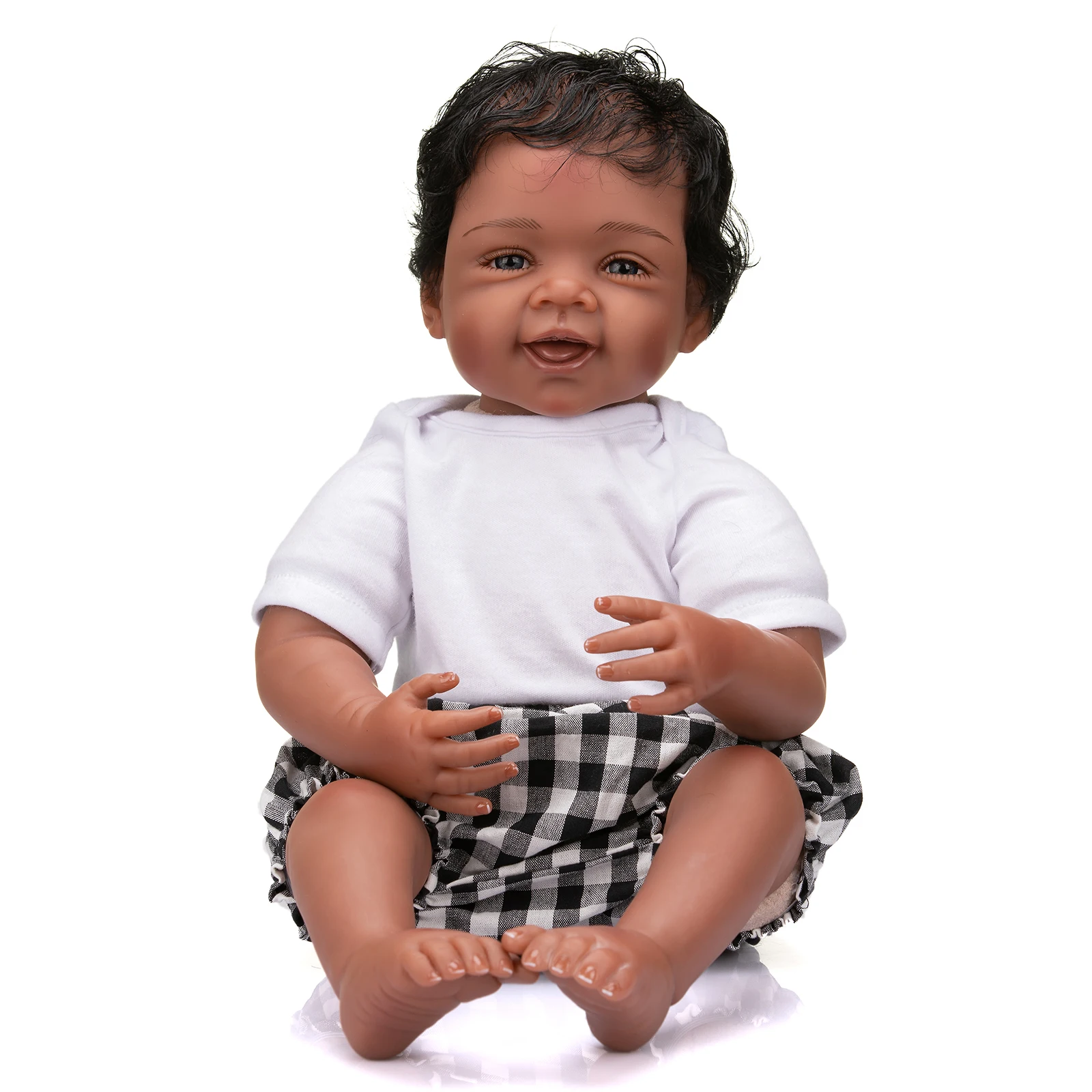 22 Inch Silicone reborn baby black doll Saskia boy bebe African newborn babies Alive cotton body children toys gift
