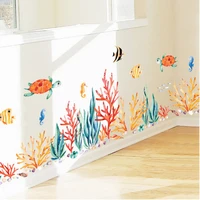 mamalook baseboard kids sea plants wall stickers art decor for living room bedroom nursery mural decal