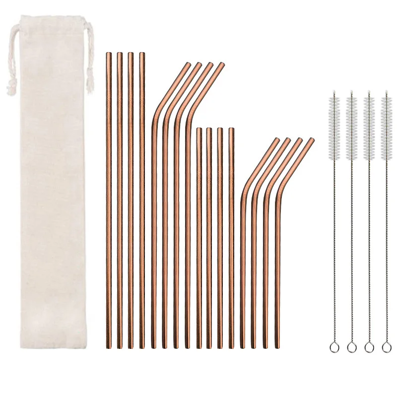 

304 Stainless Steel Straw Reusable Metal Drinking Straws Set Wholesale With Cleaning Brush Party Bar Accessory Eco Friendly New