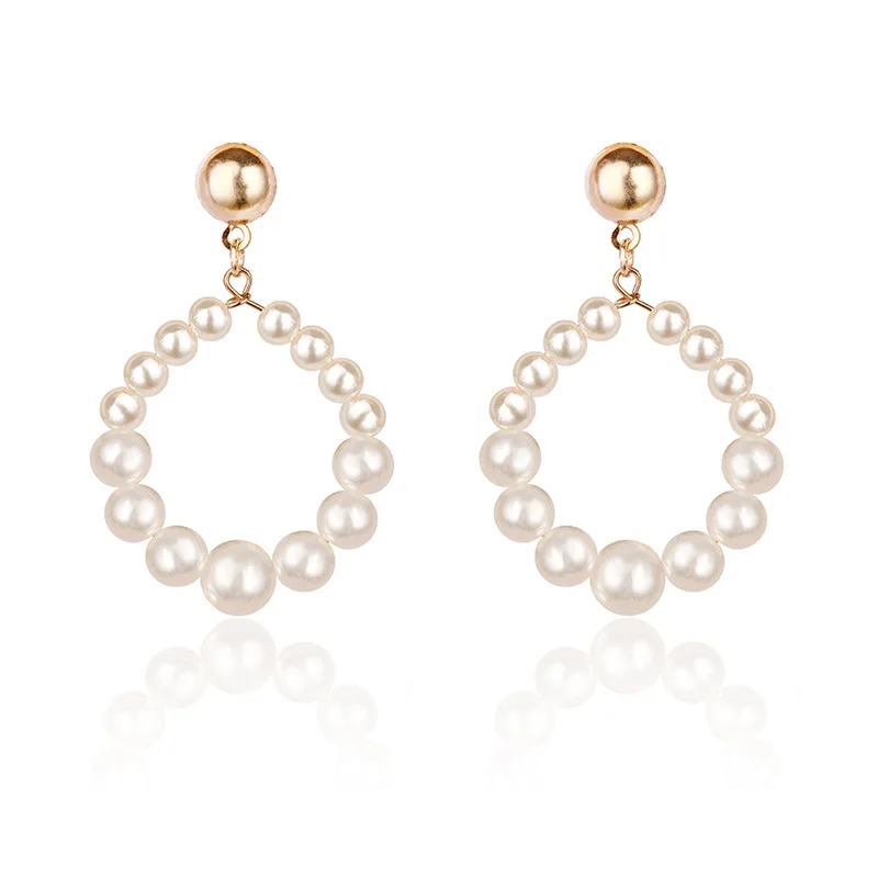 Роскошные массивные большие круглые серьги с имитацией жемчуга Сказочный