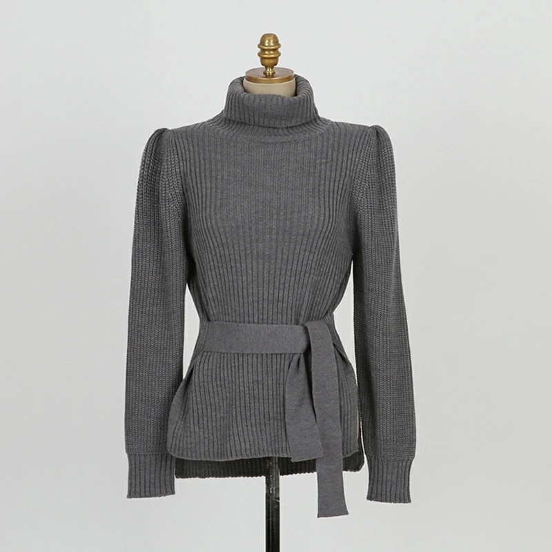 New 2020 Winter Turtleneck Sweater Women With Belt Pink Gray Beige Or Black Sweaters And Pullovers Thicken Warm Knitted | Женская одежда