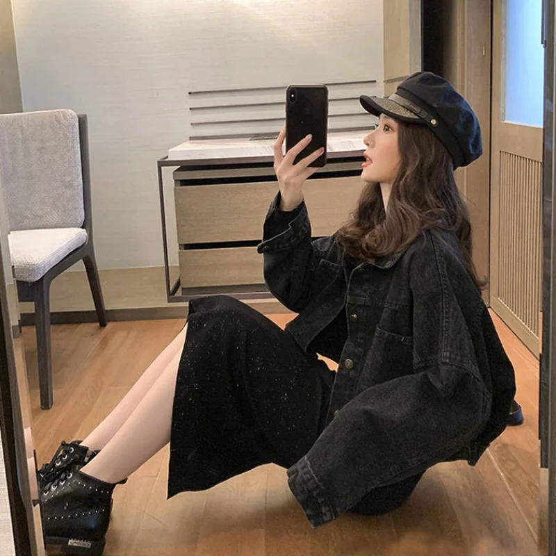 Timis Li ion аккумулятор Для женщин блестящие письмо джинсовая куртка уличная одежда