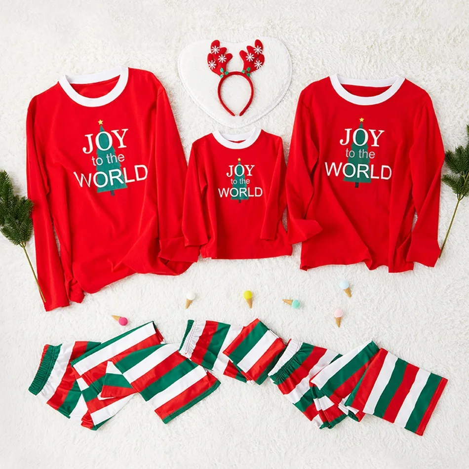 

Autumn and Winter New Home Clothes, Night Clothes Fashion Suit Christmas Tree Parents and Children Family Christmas Pajamas
