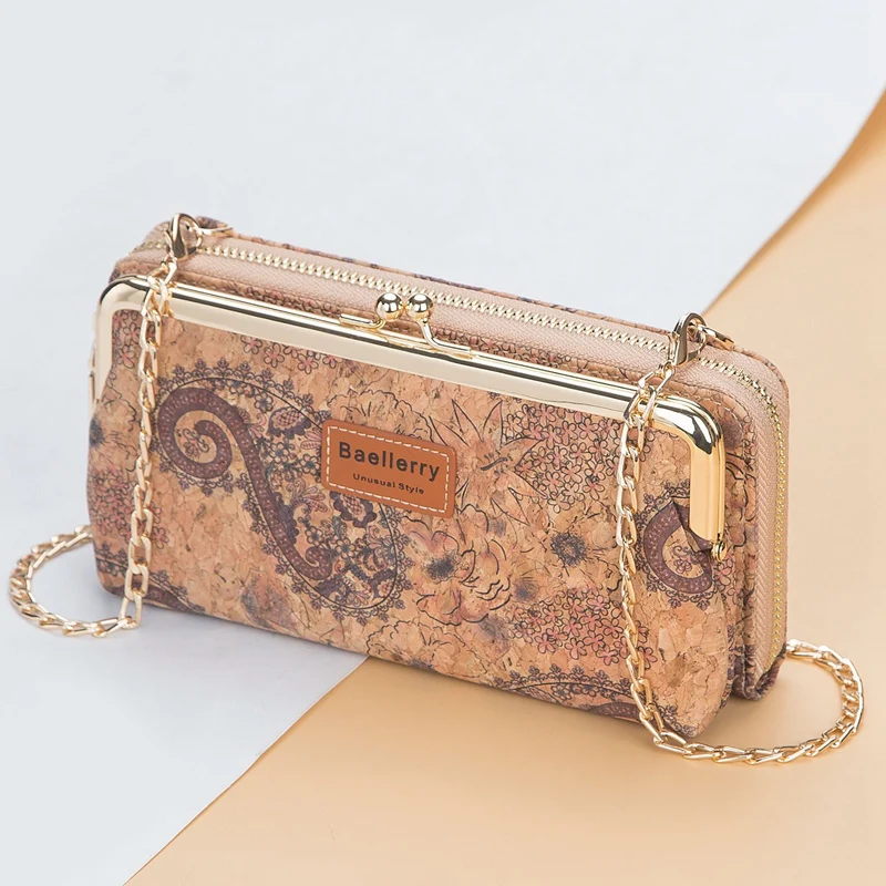

Baellerry 2 Pcs Ladies Wallet Mobile Phone Bag Cork Zipper Handbag Wrist Bag Clutch Bag Shoulder Strap Bag, 212 & 205