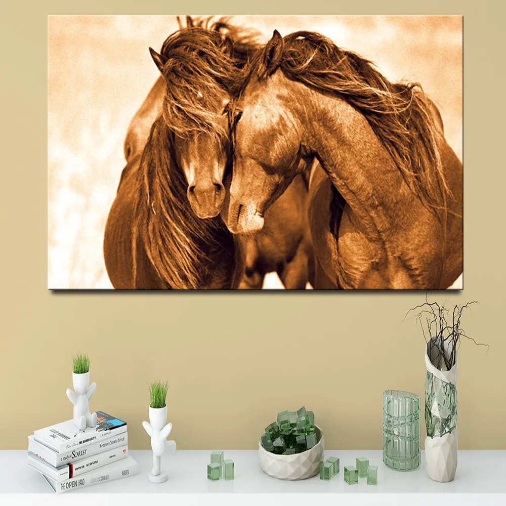 

Animal Style Murals 2 Yellow Horse Touch Frameles Poster Home Residential Bedroom Decoration Living Room Canvas Painting