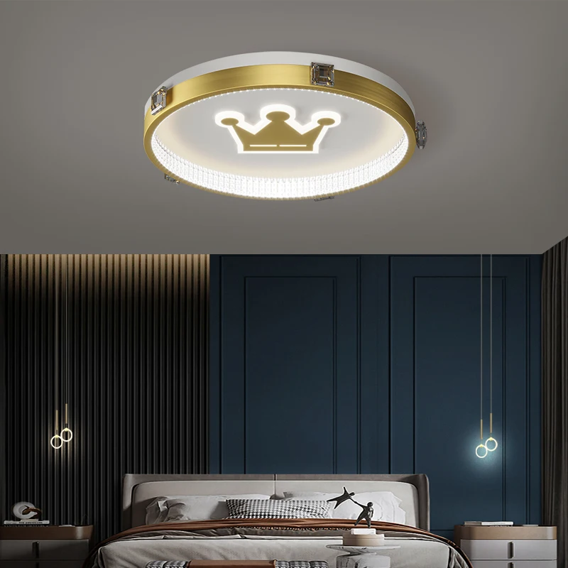Потолочные светильники в новом стиле, круглая корона для гостиной, спальни, кабинета, коридора, светильники золотого и белого цветов с крепл...